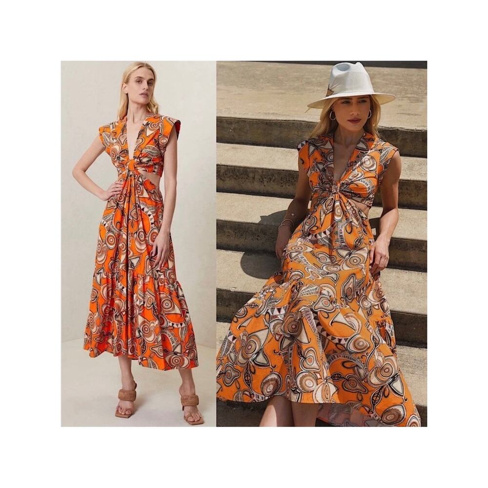 A.L.C. Alexandria Citrus Multi Cut Out Twist Front Maxi Dress Size 4